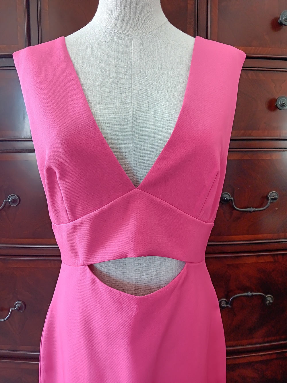 Endless Rose Hot Pink V-Neck Mini Dress with Waist Cutout - Picture 6 of 10